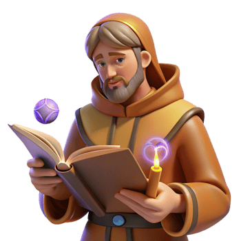 serene vintage vibrant creative 3D Render Monk Reading Book genuine exclusive png