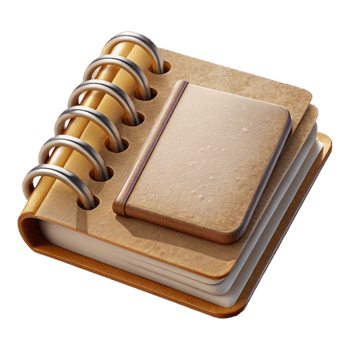 impressive rustic Open Notebook with Spiral Binding Transparent Background premium png