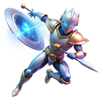3D Illustration Galactic Knight in Action png