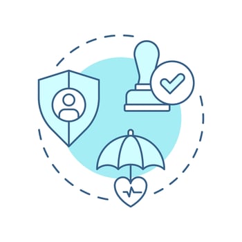 Reduction claim denials soft blue concept icon. Ensuring treatment procedures. Utilization management benefit. Round shape line illustration. Abstract idea. Graphic design. Easy to use in brochure vector