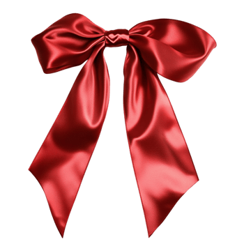 red satin bow with neatly tied loops and tails png