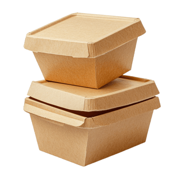 Eco friendly brown takeout food containers stacked neatly png