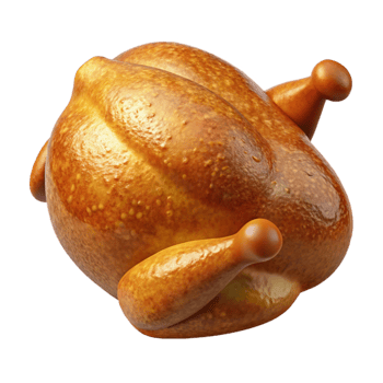 dramatic vintage Roasted Chicken with Golden Brown Skin Isolated professional png