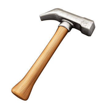 Heavy duty hammer with a wooden handle and metal head png