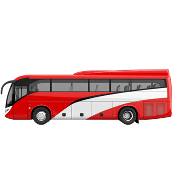 Sleek red and white double decker bus png