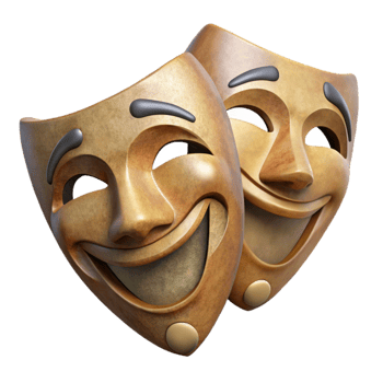 wonderful modern Theater Masks Comedy and Tragedy Isolated Element detailed png