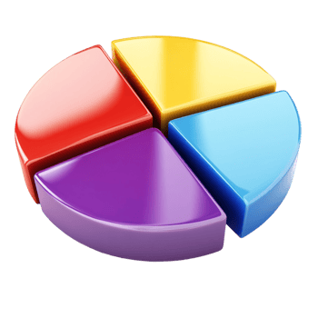 Colorful segmented pie chart with four sections png