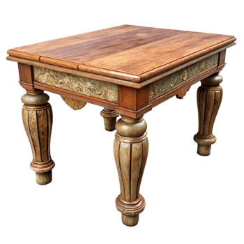 vibrant abstract Antique Wooden Table Isolated with Carved Legs professional png