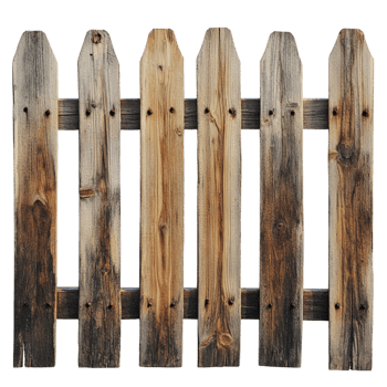 Old rustic wooden fence with weathered pickets png