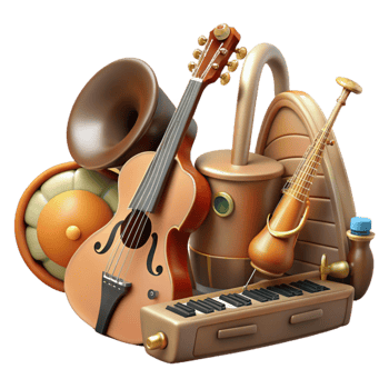 elegant abstract Musical Instruments Collection Isolated Element premium png