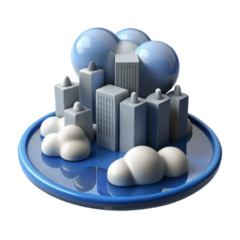dramatic abstract wonderful artistic 3D Cityscape Illustration Cloud Computing 4K original png