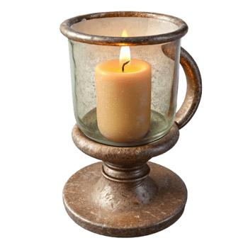 elegant vintage Glass Candle Holder with Lit Candle Cutout Element premium png