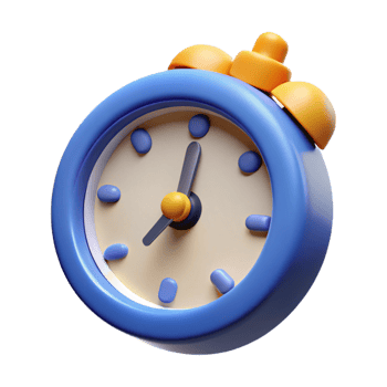 elegant artistic extraordinary contemporary Blue Cartoon Alarm Clock 3D Render authentic detailed png