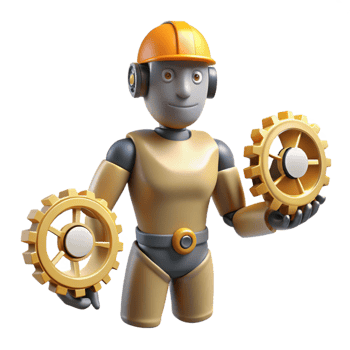 dramatic minimalist elegant artistic 3D Robot Illustration Gear Mechanic original original png