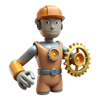 extraordinary artistic extraordinary contemporary 3D Robot Illustration Gear Worker genuine detailed png