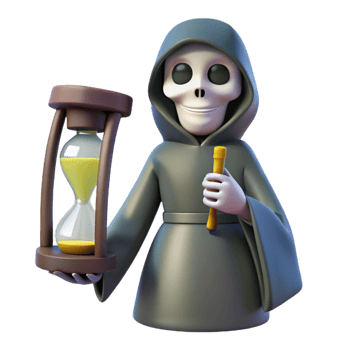 stunning minimalist extraordinary classic 3D Grim Reaper with Hourglass Illustration detailed 4K png