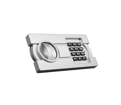Metallic Finish Digital Safe with A Combination Lock And Circular Handle For Access. 3D Illustration png