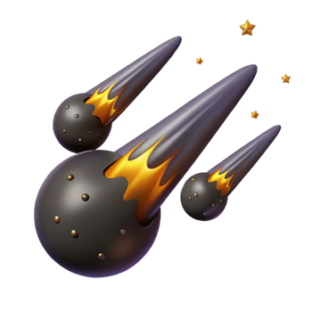 stunning contemporary beautiful minimalist Falling Fireballs 3D Illustration authentic detailed png