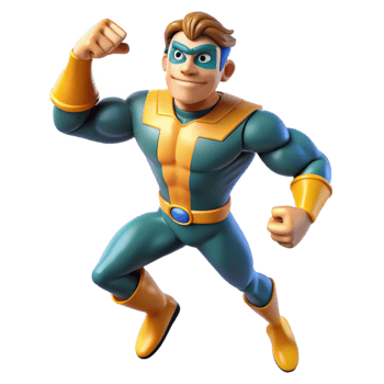 dramatic artistic impressive creative 3D Cartoon Superhero Illustration premium authentic png
