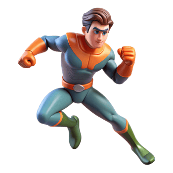 elegant rustic magnificent artistic 3D Render Superhero Running Illustration exclusive detailed png