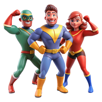 vibrant artistic magnificent abstract Superhero Team 3D Illustration 4K 4K png