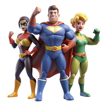 beautiful creative elegant modern Superhero Team 3D Illustration premium genuine png