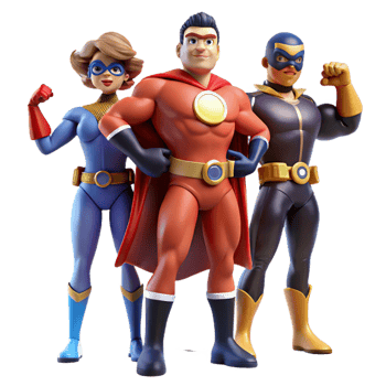 beautiful minimalist dramatic abstract 3D Superhero Team Illustration original 4K png