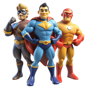 beautiful abstract vibrant vintage 3D Superhero Team Illustration premium high resolution png