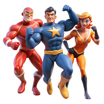 wonderful vintage beautiful traditional 3D Superhero Team Illustration detailed authentic png