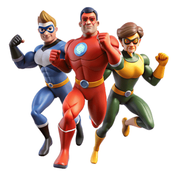 extraordinary vintage stunning modern 3D Superhero Team Illustration 4K premium png