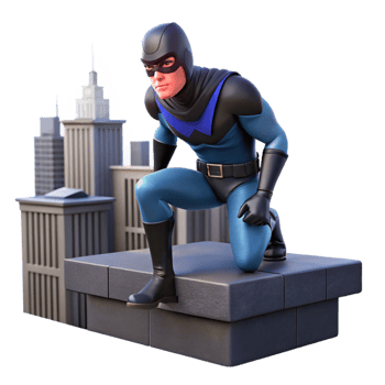 3D Superhero Illustration City Rooftop Vigilante png