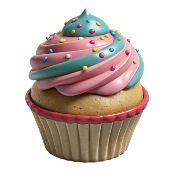 vibrant creative Birthday Cupcake Frosted Sprinkles Colorful Cutout exclusive png