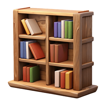 elegant abstract Wooden Bookshelf with Books Transparent Background original png