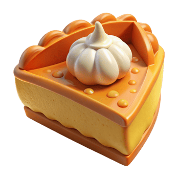 stunning traditional Orange Pumpkin Pie Slice Cutout with Whipped Cream 4K png