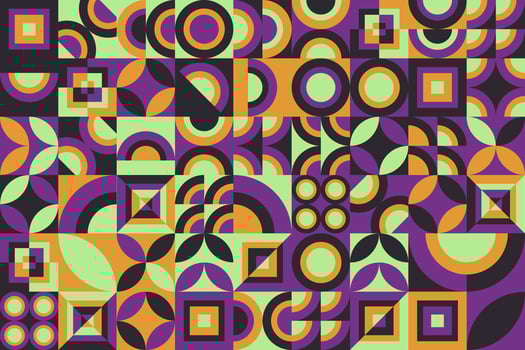 a colorful pattern with circles and squares vector
