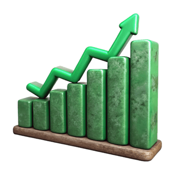 dramatic abstract Green Graph Chart Upward Trend Transparent Background genuine png