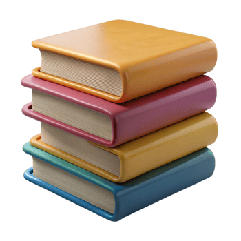 serene minimalist Stack of Books Side View Colorful Spines Cutout 4K png