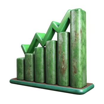 wonderful creative Green Graph Chart Upward Trend Transparent Background high resolution png
