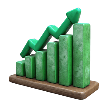 serene creative Green Graph Chart Upward Trend Transparent Background premium png