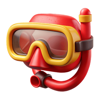stunning modern Red Snorkel Gear Diving Underwater Exploration Isolated 4K png