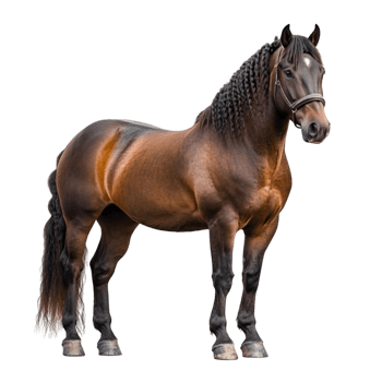 Strong and muscular brown horse standing with a confident posture png