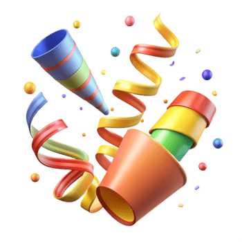 dramatic creative Festive Confetti Streamers Colorful Spiral Transparent Background detailed png
