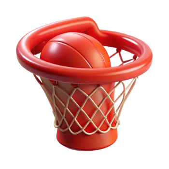dramatic classic Red Basketball Hoop Net Swish Shot Transparent Background detailed png