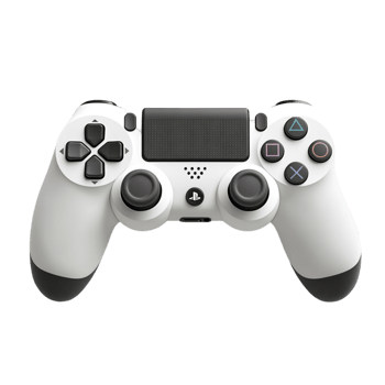 White gaming controller with black buttons and analog sticks png