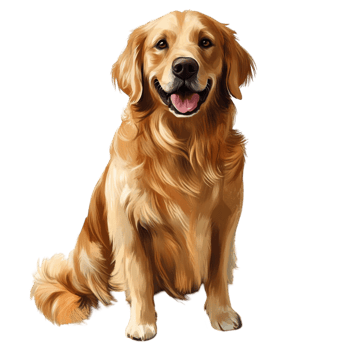 Sitting golden retriever dog with a friendly expression png