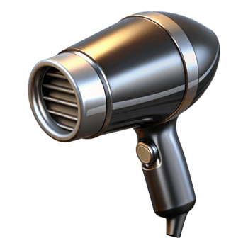 vibrant modern Hair Dryer Black and Silver Transparent Background 4K png