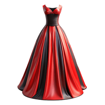 beautiful contemporary Elegant Evening Gown Red and Black Transparent premium png