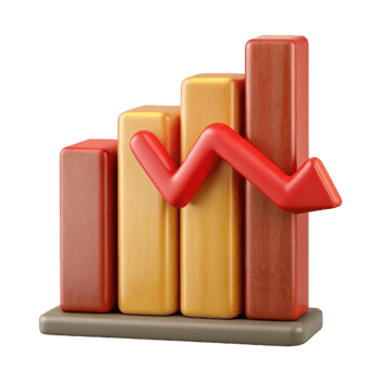 extraordinary vintage Financial Report Chart with Red Downward Trend Cutout 4K png