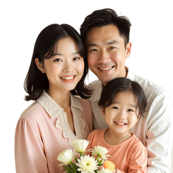Smiling Parents with Child Perfect for Family Lifestyle Use png