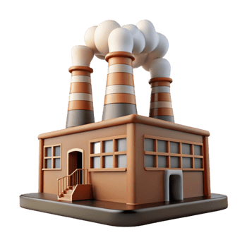 impressive creative Factory with Smoke Plumes Transparent Background 4K png